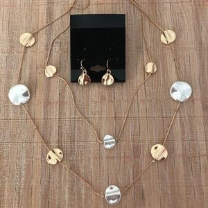 Two Strand Layered Necklace and Same Set Earrings